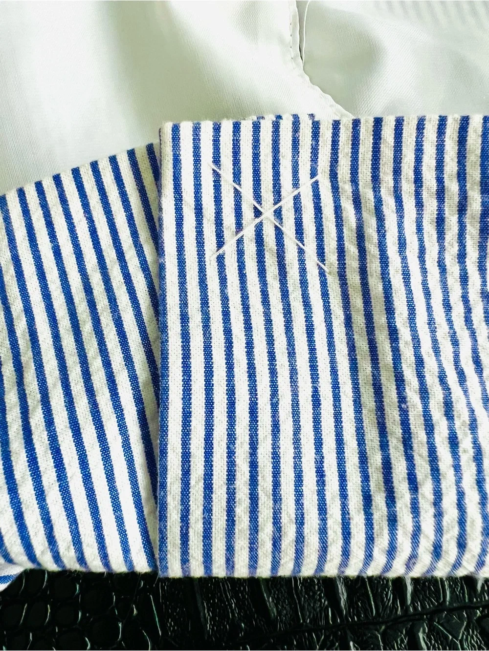 100% Cotton Alan Flusser Blue & White Striped Seersucker Sport Coat